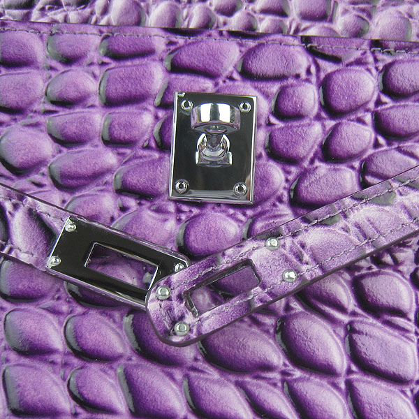 AAA Hermes Kelly 22 CM Stone Veins Leather Handbag Purple H008 On Sale - Click Image to Close